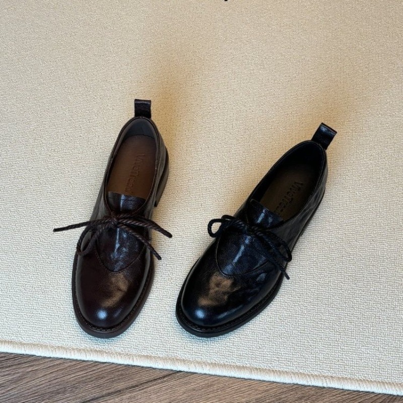 Kitten Heel Women - Francuskie vintage'owe proste sznurowane mokasyny, wiosenne