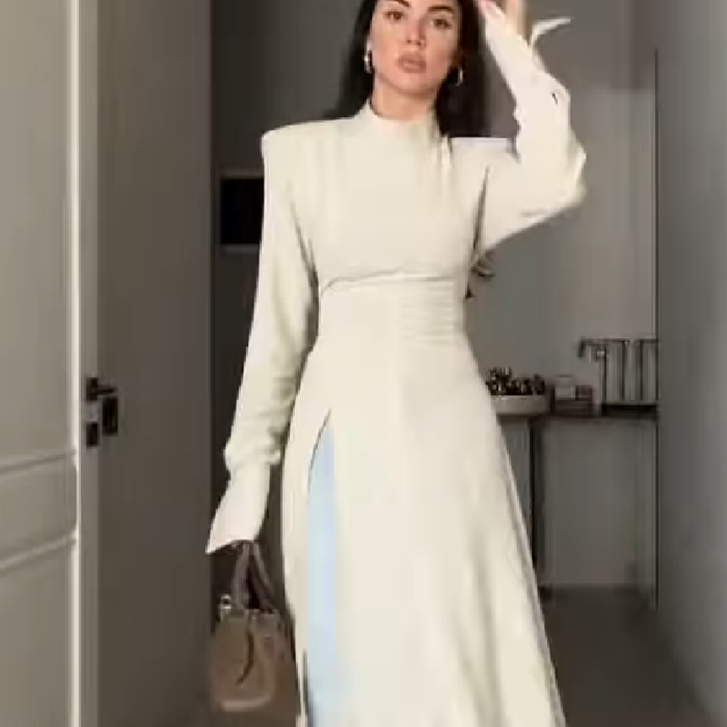 Women Formal Wear Tops - Elegancka damska sukienka maxi z wysokim