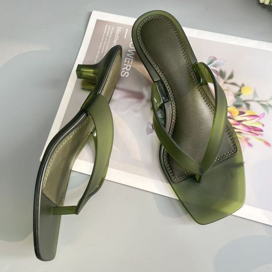 Kitten Heel Women - Koreańskie sandały japonki z PVC w