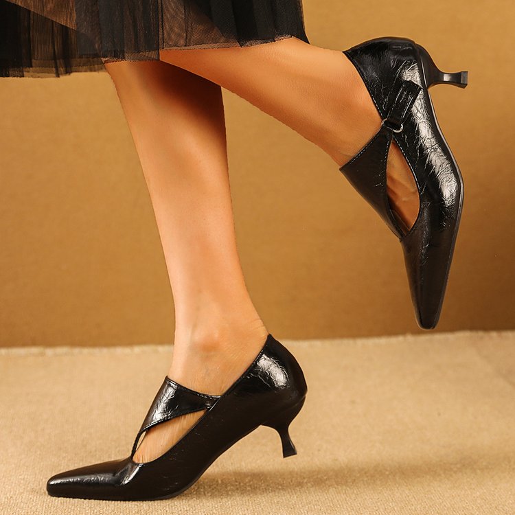 Damskie Czarne Retro Czółenka  – Kitten Heel Women recenzja i cena