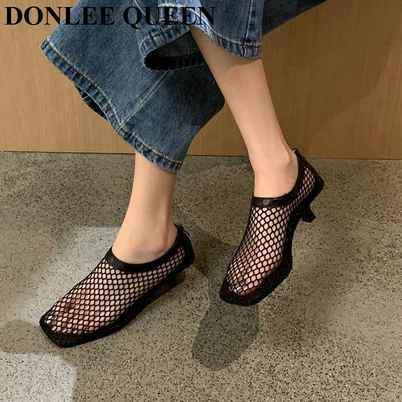 Sandały typu mule z siateczki  – Kitten Heel Women recenzja i cena